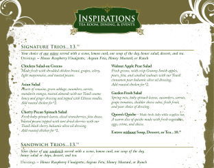 View Inspirations Tea Room Menu